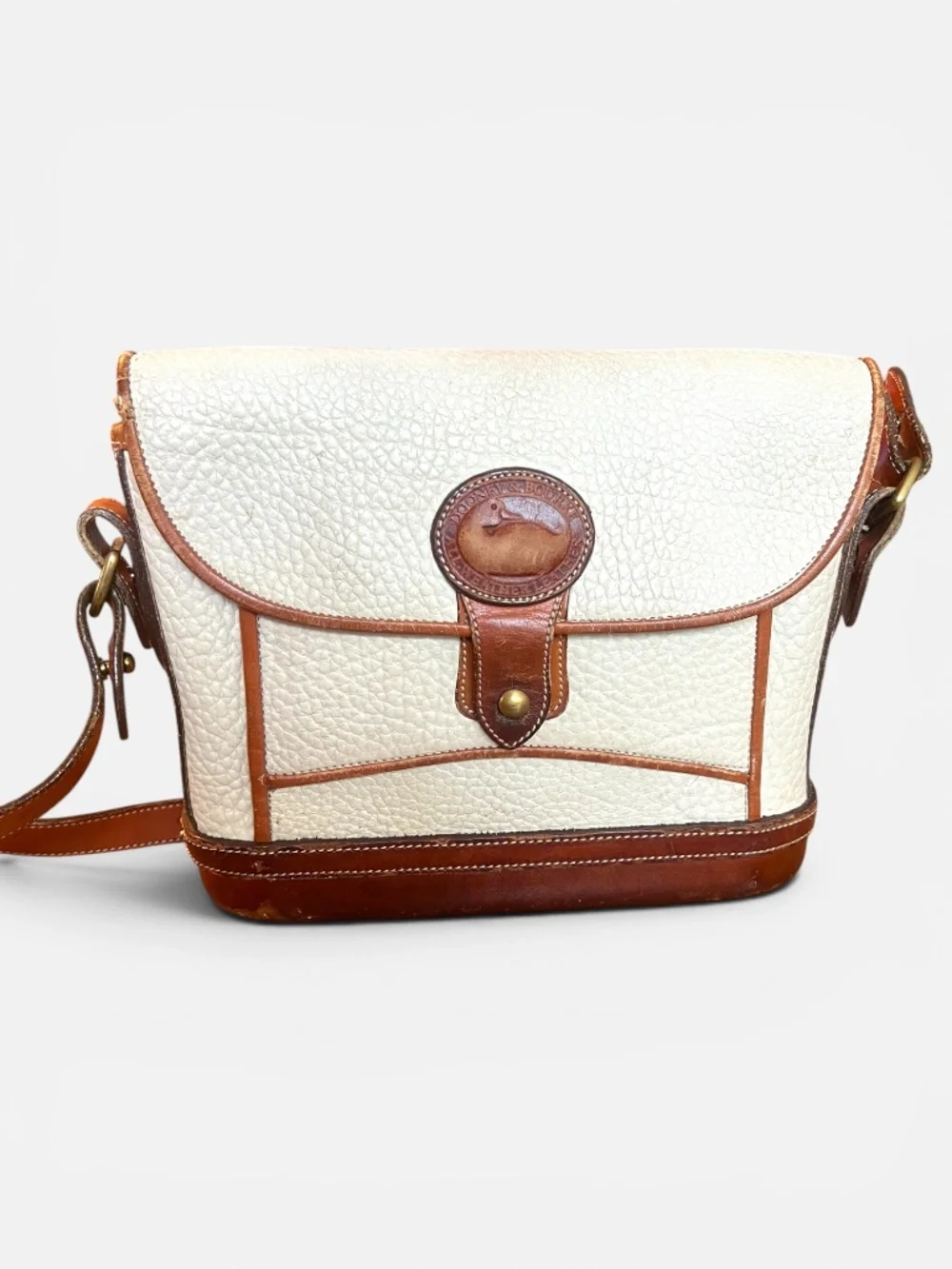 Dooney & Bourke Vintage All Weather Leather Crossbody White Tan Pebbled USA
